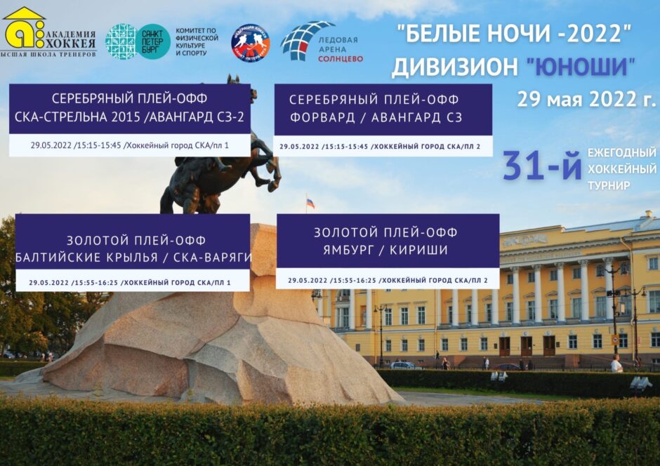 Определены пары плей-офф в дивизионе «Юноши» на хоккейном турнире «Белые Ночи».